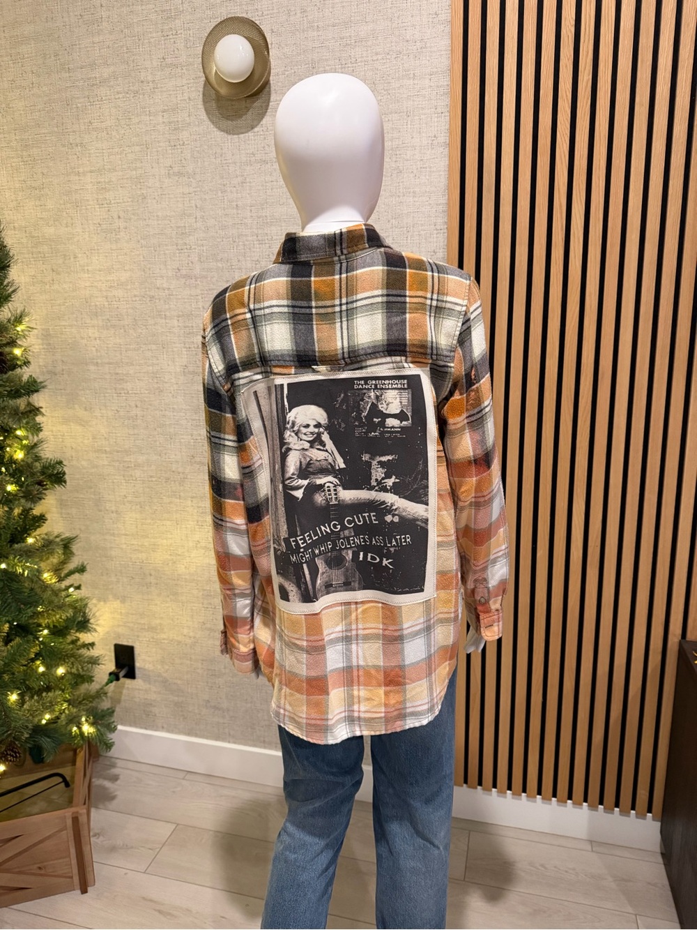 Plaid Flannel Back-Print Dolly Parton